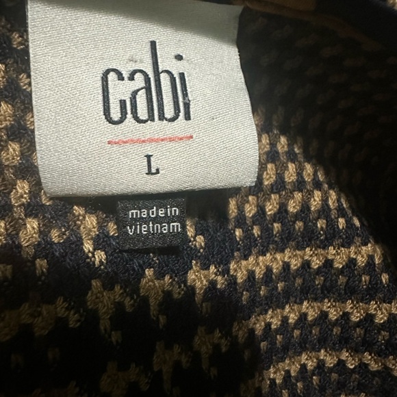 Cabi Cabi Brown black Plaid 2 Way Zip Peplum Hem Flounce Top Jacket Size L - Picture 11 of 13